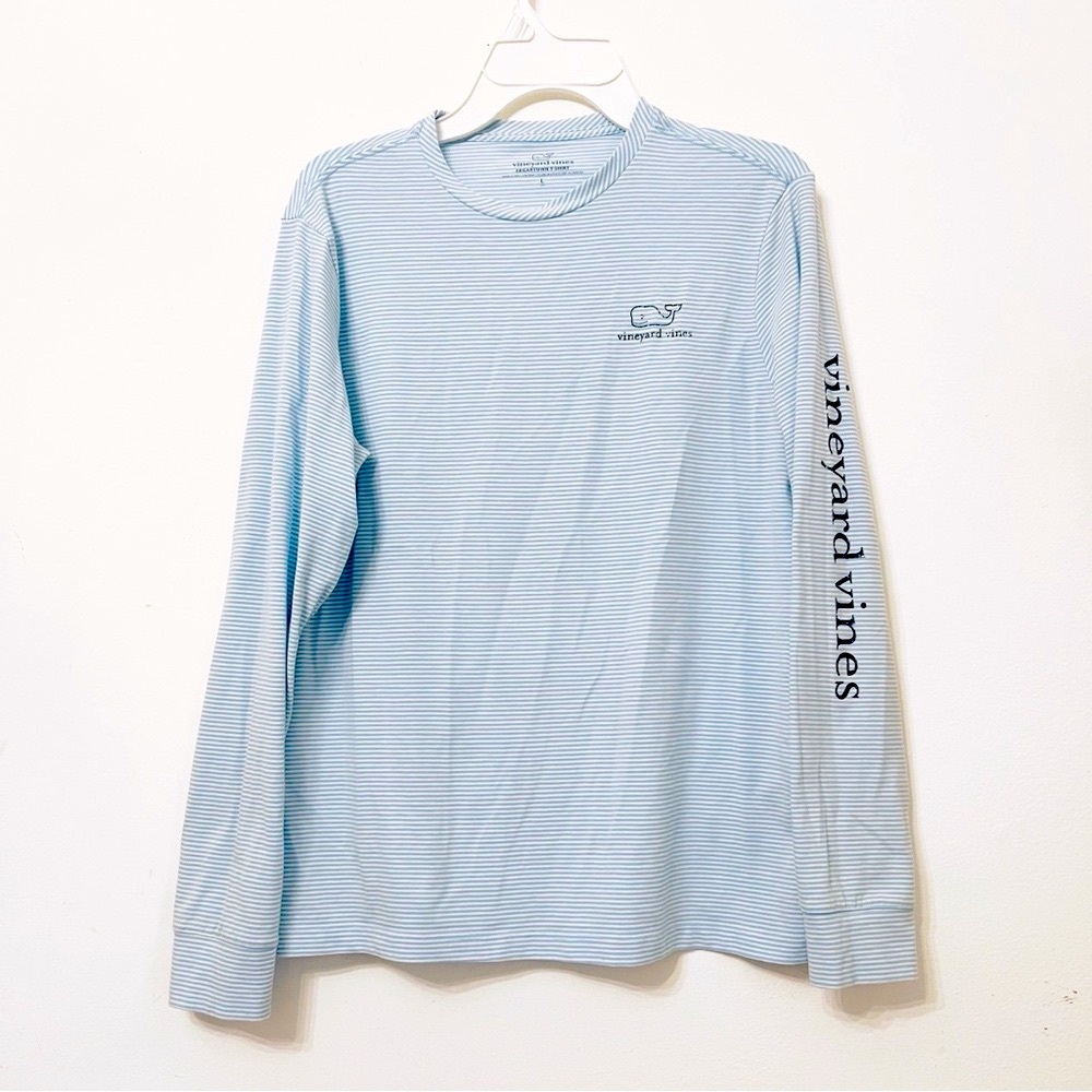 🤍Vineyard Vines kids Light Blue Striped Long Sleeve Tee